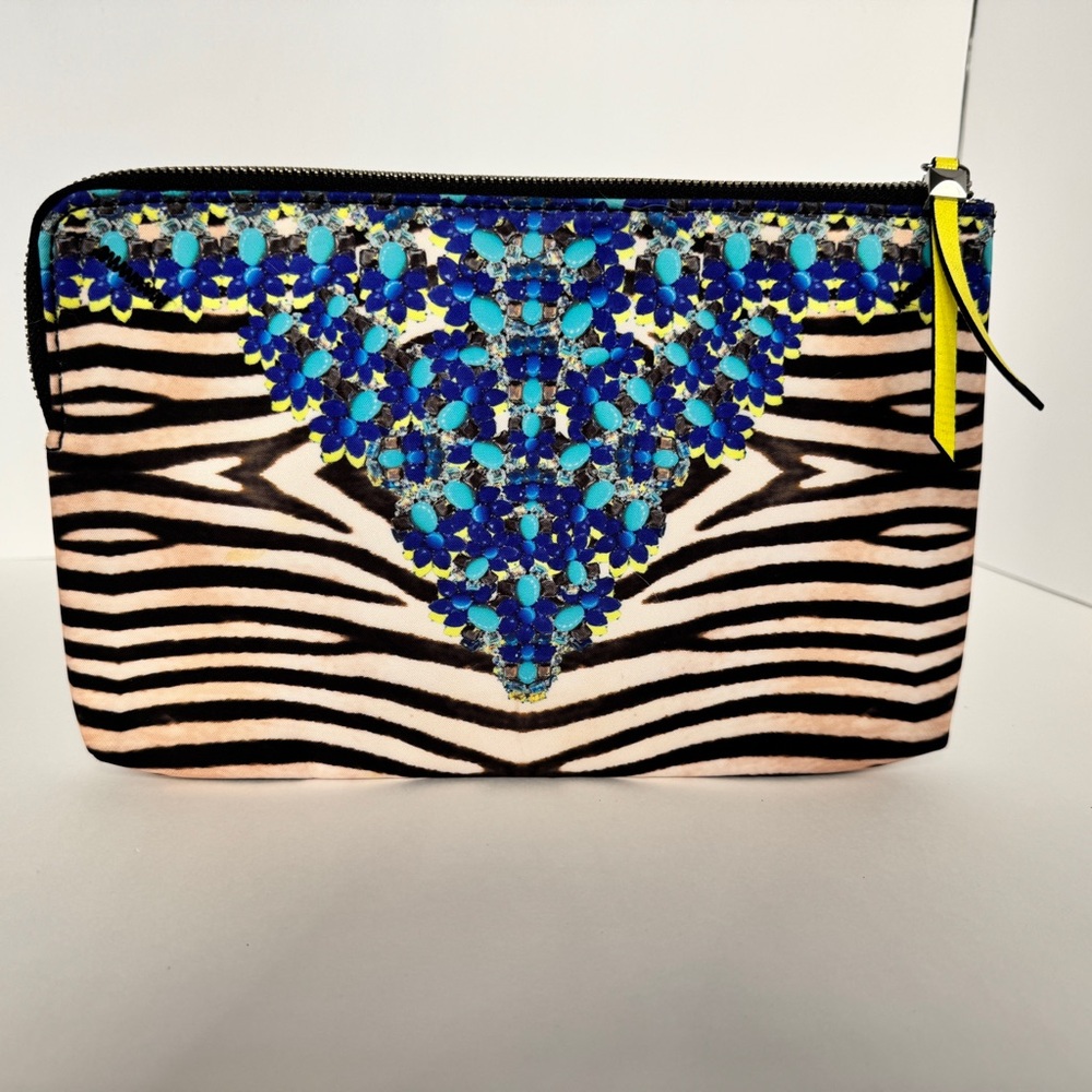 Stella & Dot Jeweled Zebra Capri Clutch Pouch